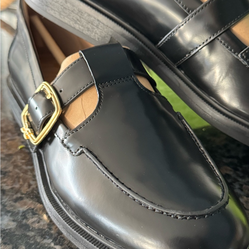 Sam Edelman Black Loafers with Gold Accent - Picture 2 of 3